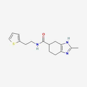 molecular formula C15H19N3OS B2466502 2-methyl-N-(2-(thiophen-2-yl)ethyl)-4,5,6,7-tetrahydro-1H-benzo[d]imidazole-5-carboxamide CAS No. 2034452-02-1