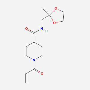 molecular formula C14H22N2O4 B2466504 N-[(2-Methyl-1,3-dioxolan-2-yl)methyl]-1-prop-2-enoylpiperidine-4-carboxamide CAS No. 2361856-69-9
