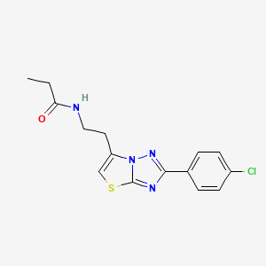 B2466511 N-(2-(2-(4-chlorophenyl)thiazolo[3,2-b][1,2,4]triazol-6-yl)ethyl)propionamide CAS No. 894035-89-3