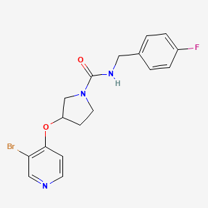 molecular formula C17H17BrFN3O2 B2466516 3-(3-Bromopyridin-4-yl)oxy-N-[(4-fluorophenyl)methyl]pyrrolidine-1-carboxamide CAS No. 2380086-54-2