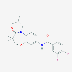 molecular formula C22H24F2N2O3 B2466520 3,4-difluoro-N-(5-isobutyl-3,3-dimethyl-4-oxo-2,3,4,5-tetrahydrobenzo[b][1,4]oxazepin-8-yl)benzamide CAS No. 921526-88-7
