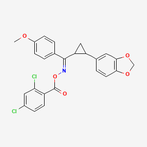molecular formula C25H19Cl2NO5 B2466528 (Z)-{[2-(2H-1,3-benzodioxol-5-yl)cyclopropyl](4-methoxyphenyl)methylidene}amino 2,4-dichlorobenzoate CAS No. 338749-23-8