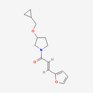 molecular formula C15H19NO3 B2466529 (E)-1-(3-(cyclopropylmethoxy)pyrrolidin-1-yl)-3-(furan-2-yl)prop-2-en-1-one CAS No. 2035022-58-1