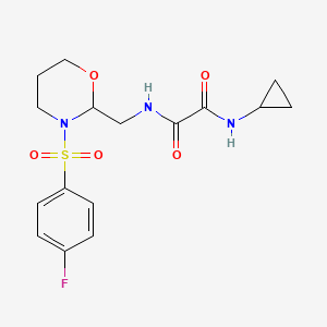 B2466547 N'-cyclopropyl-N-[[3-(4-fluorophenyl)sulfonyl-1,3-oxazinan-2-yl]methyl]oxamide CAS No. 872976-13-1