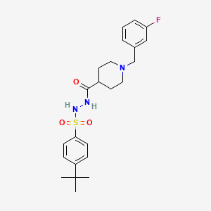 molecular formula C23H30FN3O3S B2466554 4-(tert-butyl)-N'-{[1-(3-fluorobenzyl)-4-piperidinyl]carbonyl}benzenesulfonohydrazide CAS No. 478259-11-9