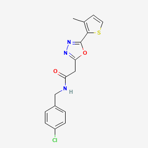 molecular formula C16H14ClN3O2S B2466570 N-[(4-chlorophenyl)methyl]-2-[5-(3-methylthiophen-2-yl)-1,3,4-oxadiazol-2-yl]acetamide CAS No. 1251695-68-7