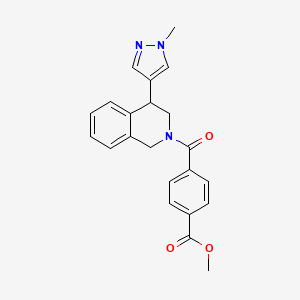 molecular formula C22H21N3O3 B2466575 methyl 4-(4-(1-methyl-1H-pyrazol-4-yl)-1,2,3,4-tetrahydroisoquinoline-2-carbonyl)benzoate CAS No. 2191265-93-5