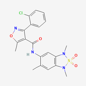 B2466576 3-(2-chlorophenyl)-5-methyl-N-(1,3,6-trimethyl-2,2-dioxido-1,3-dihydrobenzo[c][1,2,5]thiadiazol-5-yl)isoxazole-4-carboxamide CAS No. 2034590-65-1