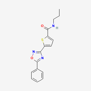 molecular formula C16H15N3O2S B2466591 5-(5-phenyl-1,2,4-oxadiazol-3-yl)-N-propylthiophene-2-carboxamide CAS No. 1031967-93-7