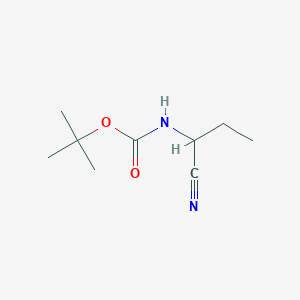 molecular formula C9H16N2O2 B2466608 tert-butyl N-(1-cyanopropyl)carbamate CAS No. 1604264-78-9; 657424-07-2