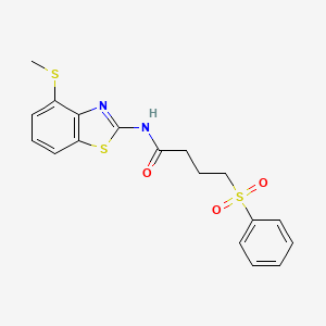 molecular formula C18H18N2O3S3 B2466612 N-(4-(methylthio)benzo[d]thiazol-2-yl)-4-(phenylsulfonyl)butanamide CAS No. 941878-34-8