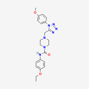 molecular formula C22H27N7O3 B2466623 N-(4-ethoxyphenyl)-4-((1-(4-methoxyphenyl)-1H-tetrazol-5-yl)methyl)piperazine-1-carboxamide CAS No. 1040653-97-1