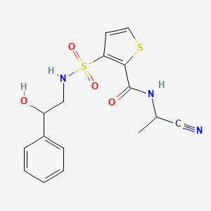 molecular formula C16H17N3O4S2 B2466624 N-(1-Cyanoethyl)-3-[(2-hydroxy-2-phenylethyl)sulfamoyl]thiophene-2-carboxamide CAS No. 2178689-42-2