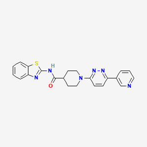 molecular formula C22H20N6OS B2466626 N-(1,3-benzothiazol-2-yl)-1-[6-(pyridin-3-yl)pyridazin-3-yl]piperidine-4-carboxamide CAS No. 1203120-00-6