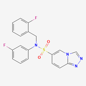 molecular formula C19H14F2N4O2S B2466647 N-(3-fluorophenyl)-N-[(2-fluorophenyl)methyl]-[1,2,4]triazolo[4,3-a]pyridine-6-sulfonamide CAS No. 1251620-62-8