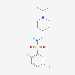 molecular formula C16H25ClN2O2S B2466658 5-chloro-N-((1-isopropylpiperidin-4-yl)methyl)-2-methylbenzenesulfonamide CAS No. 946291-68-5