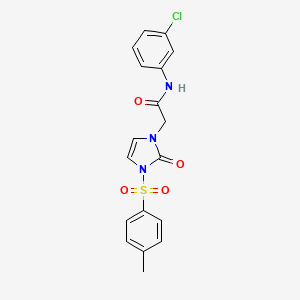 molecular formula C18H16ClN3O4S B2466664 N-(3-chlorophenyl)-2-[3-(4-methylbenzenesulfonyl)-2-oxo-2,3-dihydro-1H-imidazol-1-yl]acetamide CAS No. 932320-73-5