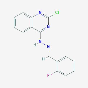 2-chloro-4-[(E)-2-[(2-fluorophenyl)methylidene]hydrazin-1-yl]quinazoline