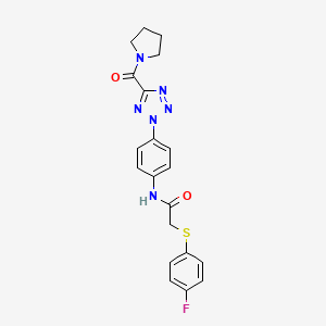 2-((4-fluorophenyl)thio)-N-(4-(5-(pyrrolidine-1-carbonyl)-2H-tetrazol-2-yl)phenyl)acetamide