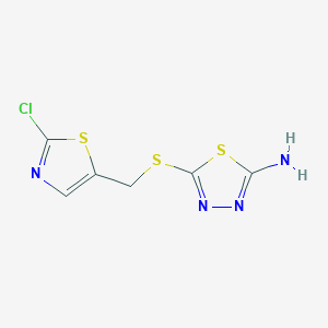 molecular formula C6H5ClN4S3 B2466704 5-{[(2-Chloro-1,3-thiazol-5-yl)methyl]sulfanyl}-1,3,4-thiadiazol-2-amine CAS No. 439110-88-0