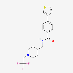 4-Thiophen-3-yl-N-[[1-(2,2,2-trifluoroethyl)piperidin-4-yl]methyl]benzamide
