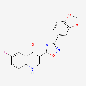 molecular formula C18H10FN3O4 B2466723 3-(3-(benzo[d][1,3]dioxol-5-yl)-1,2,4-oxadiazol-5-yl)-6-fluoroquinolin-4(1H)-one CAS No. 1081142-70-2