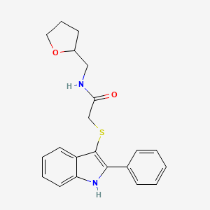 N-(oxolan-2-ylmethyl)-2-[(2-phenyl-1H-indol-3-yl)sulfanyl]acetamide