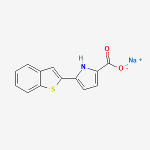 molecular formula C13H8NNaO2S B2466749 sodium 5-(1-benzothiophen-2-yl)-1H-pyrrole-2-carboxylate CAS No. 2416237-37-9