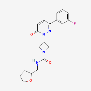 molecular formula C19H21FN4O3 B2466761 3-[3-(3-Fluorophenyl)-6-oxopyridazin-1-yl]-N-(oxolan-2-ylmethyl)azetidine-1-carboxamide CAS No. 2380173-29-3