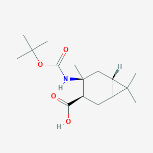 molecular formula C16H27NO4 B2466773 (1R,3R,4S,6S)-4-tert-Butoxycarbonylamino-4,7,7-trimethyl-bicyclo[4.1.0]heptane-3-carboxylic acid CAS No. 654680-62-3