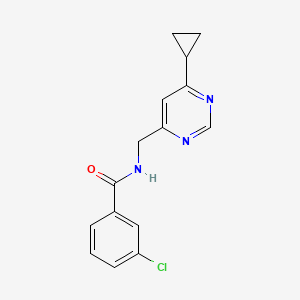 molecular formula C15H14ClN3O B2466780 3-chloro-N-((6-cyclopropylpyrimidin-4-yl)methyl)benzamide CAS No. 2195951-21-2