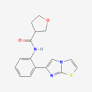 molecular formula C16H15N3O2S B2466821 N-(2-{imidazo[2,1-b][1,3]thiazol-6-yl}phenyl)oxolane-3-carboxamide CAS No. 1704635-43-7