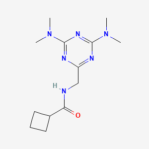 molecular formula C13H22N6O B2466827 N-((4,6-bis(dimethylamino)-1,3,5-triazin-2-yl)methyl)cyclobutanecarboxamide CAS No. 2034518-42-6