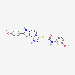 molecular formula C23H20N6O3S B2466845 N-(3-methoxyphenyl)-2-{[11-(4-methoxyphenyl)-3,4,6,9,10-pentaazatricyclo[7.3.0.0^{2,6}]dodeca-1(12),2,4,7,10-pentaen-5-yl]sulfanyl}acetamide CAS No. 1207017-70-6