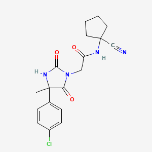 molecular formula C18H19ClN4O3 B2466851 2-[4-(4-chlorophenyl)-4-methyl-2,5-dioxoimidazolidin-1-yl]-N-(1-cyanocyclopentyl)acetamide CAS No. 1008389-92-1