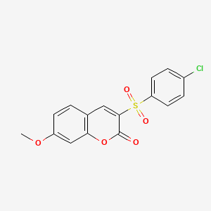 molecular formula C16H11ClO5S B2466858 3-(4-氯苯基)磺酰-7-甲氧基香豆素-2-酮 CAS No. 866013-22-1