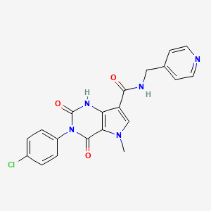 molecular formula C20H16ClN5O3 B2466859 3-(4-氯苯基)-5-甲基-2,4-二氧代-N-(吡啶-4-基甲基)-2,3,4,5-四氢-1H-吡咯并[3,2-d]嘧啶-7-羧酰胺 CAS No. 921852-26-8