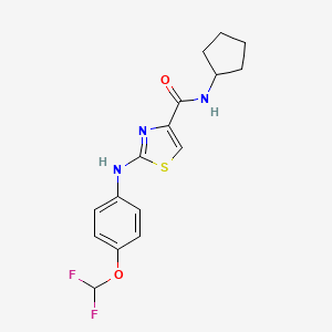 molecular formula C16H17F2N3O2S B2466862 N-环戊基-2-((4-(二氟甲氧基)苯基)氨基)噻唑-4-羧酰胺 CAS No. 1203376-31-1
