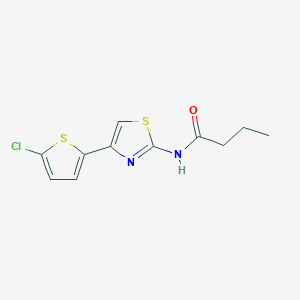 molecular formula C11H11ClN2OS2 B2466875 N-[4-(5-chlorothiophen-2-yl)-1,3-thiazol-2-yl]butanamide CAS No. 392248-58-7