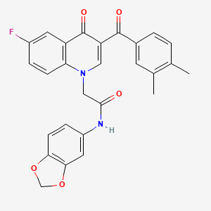 molecular formula C27H21FN2O5 B2466907 N-(2H-1,3-benzodioxol-5-yl)-2-[3-(3,4-dimethylbenzoyl)-6-fluoro-4-oxo-1,4-dihydroquinolin-1-yl]acetamide CAS No. 866339-98-2