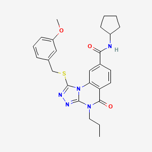molecular formula C26H29N5O3S B2466914 N-cyclopentyl-1-((3-methoxybenzyl)thio)-5-oxo-4-propyl-4,5-dihydro-[1,2,4]triazolo[4,3-a]quinazoline-8-carboxamide CAS No. 1114652-46-8