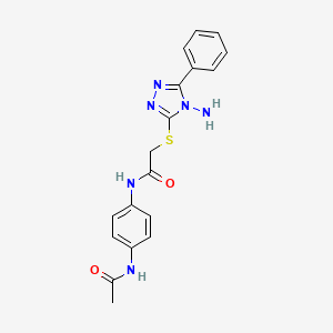 molecular formula C18H18N6O2S B2466916 N-(4-acetamidophenyl)-2-((4-amino-5-phenyl-4H-1,2,4-triazol-3-yl)thio)acetamide CAS No. 585554-02-5