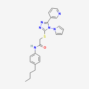molecular formula C23H24N6OS B2467011 N-(4-butylphenyl)-2-{[5-(pyridin-3-yl)-4-(1H-pyrrol-1-yl)-4H-1,2,4-triazol-3-yl]sulfanyl}acetamide CAS No. 886938-65-4