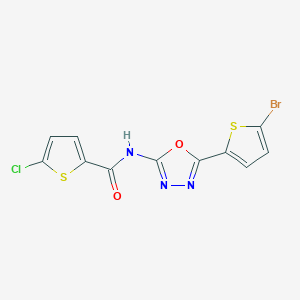 molecular formula C11H5BrClN3O2S2 B2467015 N-[5-(5-bromothiophen-2-yl)-1,3,4-oxadiazol-2-yl]-5-chlorothiophene-2-carboxamide CAS No. 1021104-91-5