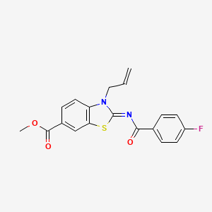 molecular formula C19H15FN2O3S B2467017 methyl (2Z)-2-[(4-fluorobenzoyl)imino]-3-(prop-2-en-1-yl)-2,3-dihydro-1,3-benzothiazole-6-carboxylate CAS No. 865174-87-4