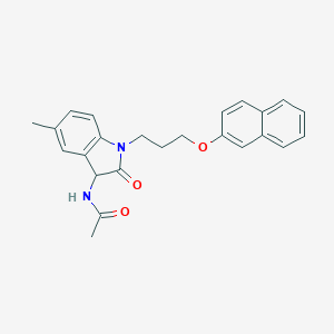 molecular formula C24H24N2O3 B246704 N-{5-methyl-1-[3-(2-naphthyloxy)propyl]-2-oxo-2,3-dihydro-1H-indol-3-yl}acetamide 
