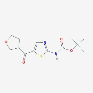 molecular formula C13H18N2O4S B2467067 tert-butyl N-[5-(oxolane-3-carbonyl)-1,3-thiazol-2-yl]carbamate CAS No. 2171988-51-3