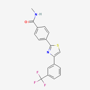 molecular formula C18H13F3N2OS B2467084 N-methyl-4-{4-[3-(trifluoromethyl)phenyl]-1,3-thiazol-2-yl}benzamide CAS No. 338397-02-7