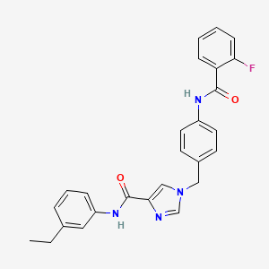 molecular formula C26H23FN4O2 B2467120 N-(3-ethylphenyl)-1-(4-(2-fluorobenzamido)benzyl)-1H-imidazole-4-carboxamide CAS No. 1251608-20-4