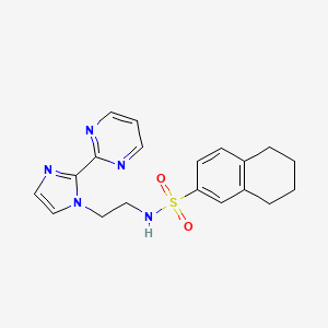 molecular formula C19H21N5O2S B2467129 N-(2-(2-(pyrimidin-2-yl)-1H-imidazol-1-yl)ethyl)-5,6,7,8-tetrahydronaphthalene-2-sulfonamide CAS No. 1797237-47-8